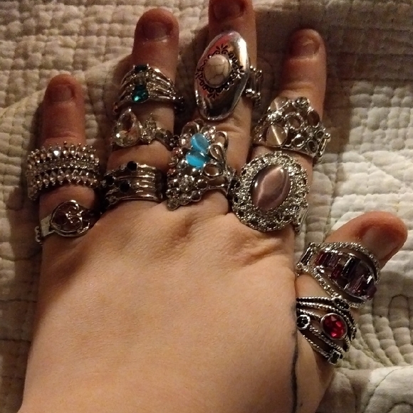 Jewelry - Elegant Silver and Gemstone Ring Set